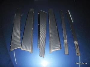 LISTWA LISTWY PIONOWE DRZWI CARBON KOMPLET BMW E39